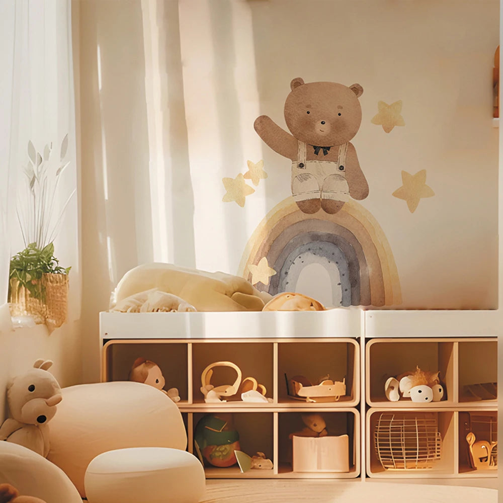 Boho Fabric Wall Decals – Rainbow Bear & Woodland Animals
