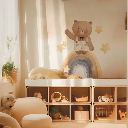 Boho Fabric Wall Decals – Rainbow Bear & Woodland Animals