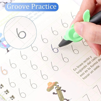 Set of 4 Magic Reusable Drawing & Writing Practice Books with Pens for Duolingo Kids - German