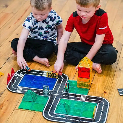 Magnetic Building Blocks Sets, 7.5cm - 24-pcs Road Set