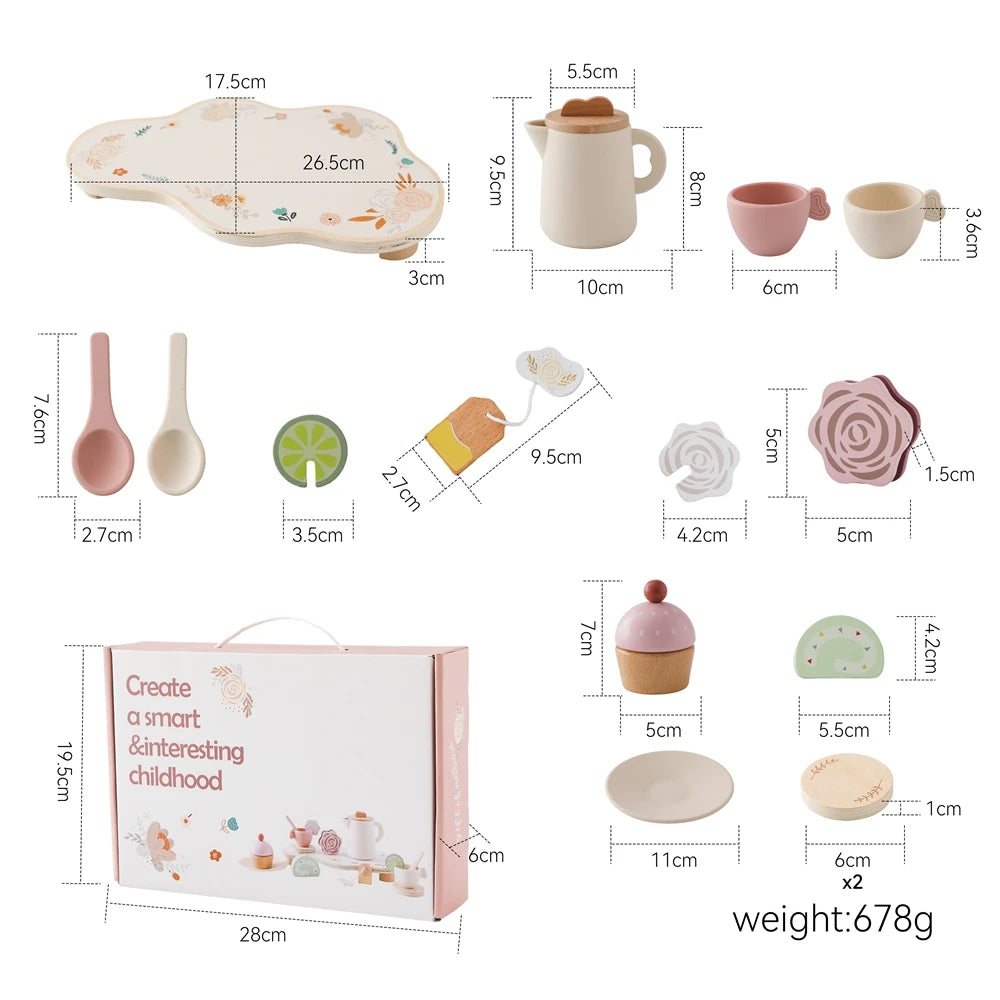 Montessori Wooden & BPA-Free Silicone Pretend Play Teapot Set