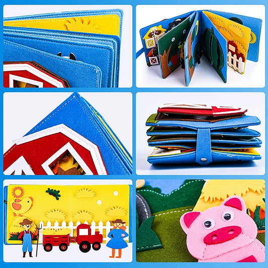 Montessori Farm Animal Busy Board – Quiet Felt Book for Toddlers