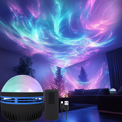 1pc LED Northern Lights Projection Lamp,Aurora Borealis Effect,Remote Control,USB Powered,Color-Changing Light,For Bedroom Decor