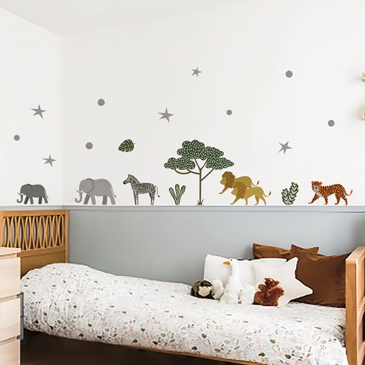 Boho Fabric Bear & Woodland Animals Wall Decal