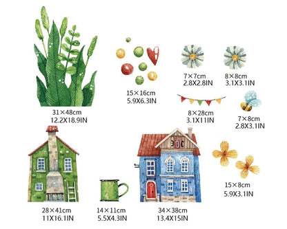 Watercolour House Fabric Wall Murals
