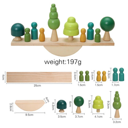 Sensory Seesaw Stacking Toy – Wooden Forest and House Block Sets
