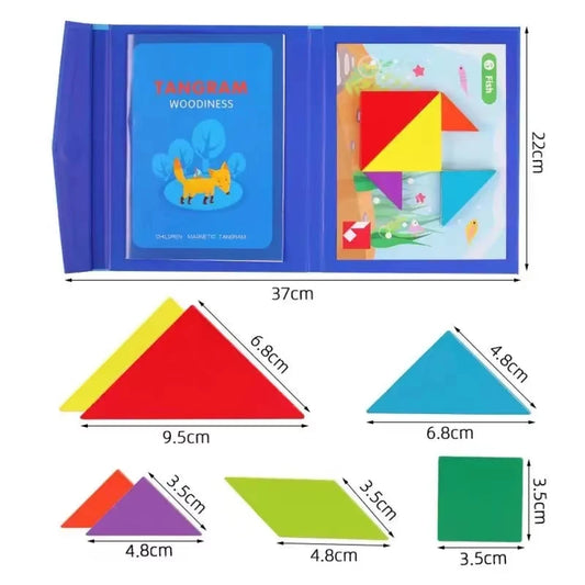 1Set Wooden Magnetic Tangram Puzzle Book Educational Toys For Children Baby Kid Portable Montessori Learning Intelligence