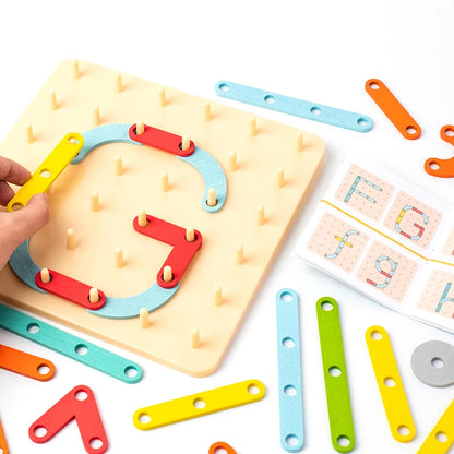 Wooden Geometric Peg Board Set