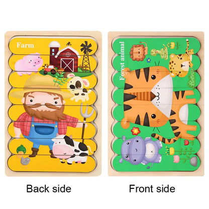 Wooden 3D Double-Sided Puzzle Sticks