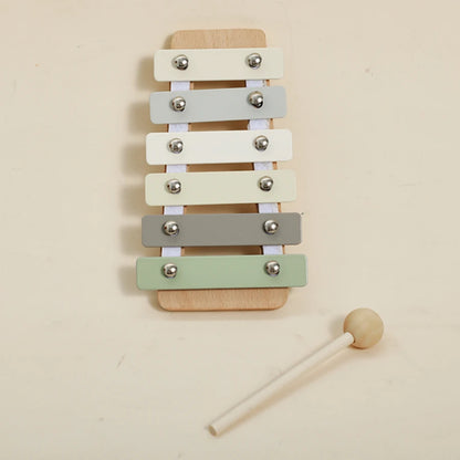 Musical Wooden Toy Set for Babies – Rattle, Bell, Drum & Xylophone Percussion Instruments