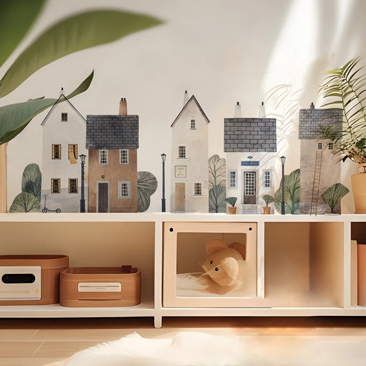 Watercolour Building Fabric Wall Murals