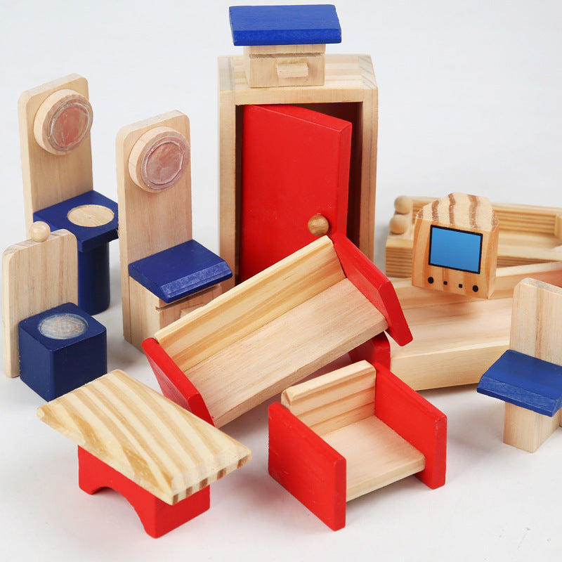 Wooden Children's Play House Villa with Accessories