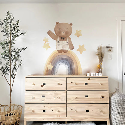 Boho Fabric Wall Decals – Rainbow Bear & Woodland Animals